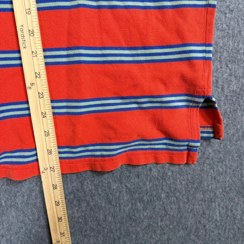 Polo Ralph Lauren Polo Shirt Mens L Orange Striped Short Sleeve Cotton Logo